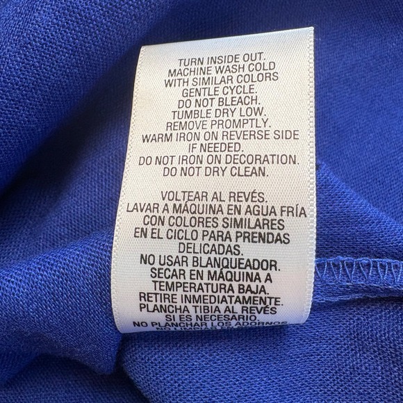 NWT Jaclyn Smith Collection Blue Linen Blend Sequin Tunic Top Sz L Coastal Chic - Picture 9 of 9